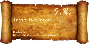 Iritz Márton névjegykártya